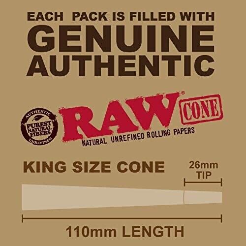 50 Count RAW Cones: King Size Classic Pre-Rolled With RAW Wood Poking Tool!