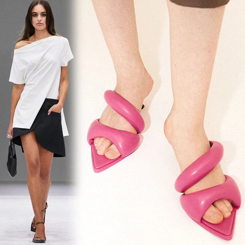 Verano Nuevo Para Mujer Punta Punta Cuero Gatito Tacones Zapatillas Sexy Sandalias de Fiesta Foto 2 de 4