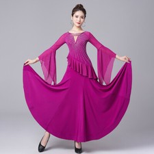 Latin Ballroom Dance Dress Modern Salsa Waltz Standard Long Dress J059 2 Colors