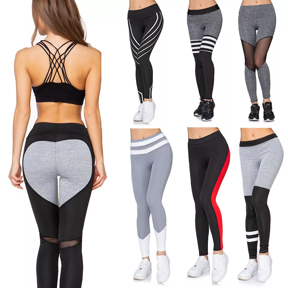 Womens Sports Leggings High Waist Workout Gym Running Push-Up Fitness Pants  FGY