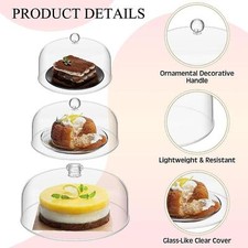 2 Pieces Cake Plate Display with Handle Cake Tray Clear Cupcake Display Cake