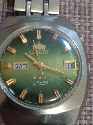 Rare Orient caliber 1942-21 stone, date, day. Originalbracelеt AutomaticVintage - Picture 3 of 9