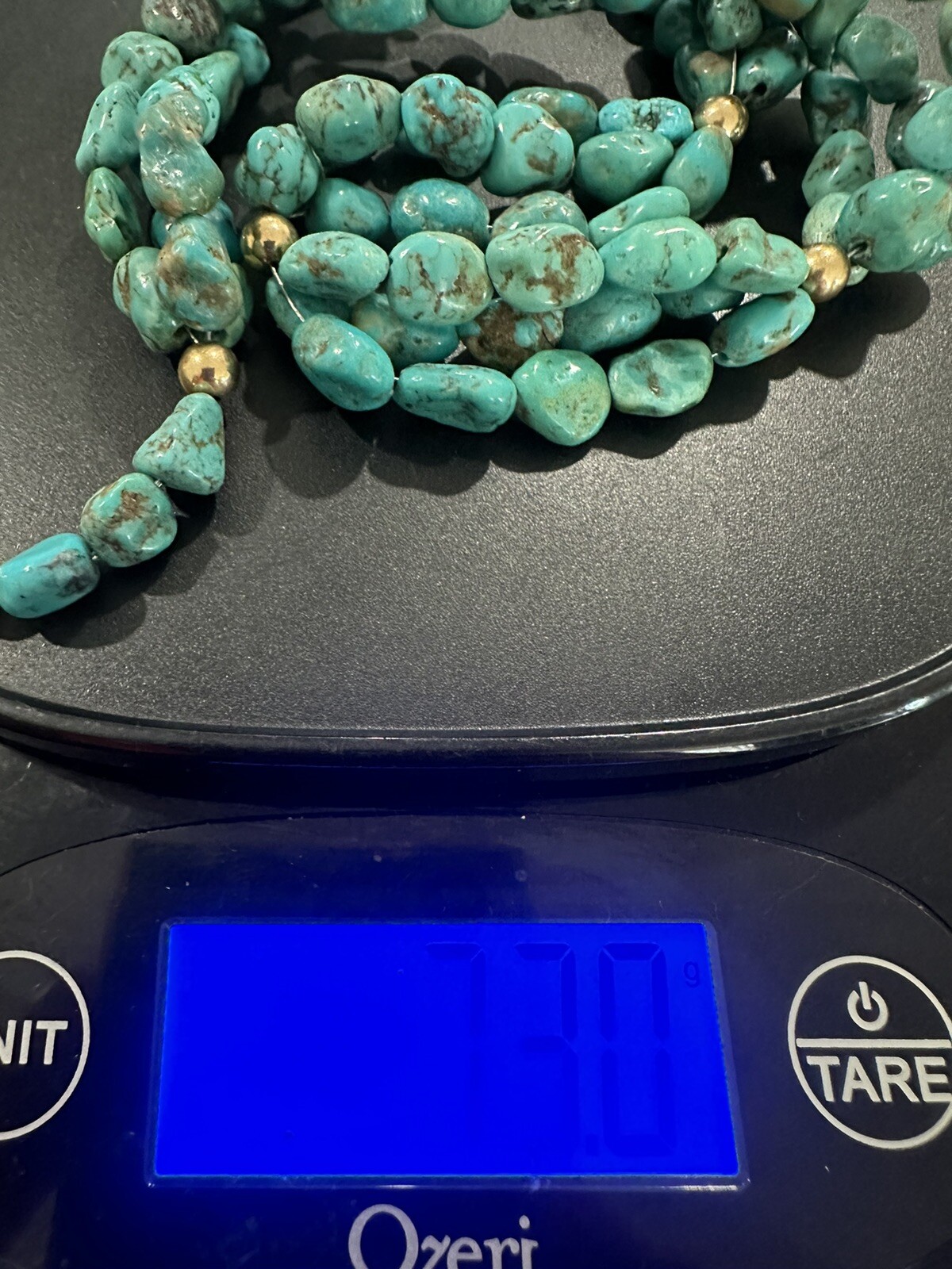 Vtg Handmade Beaded Turquoise Statement Triple St… - image 11