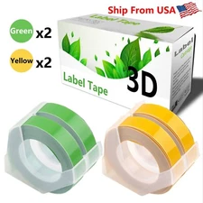 (2Green+2Yellow) LabelTape For Dymo 20008 1540 Dymo 1595GY Label Makers