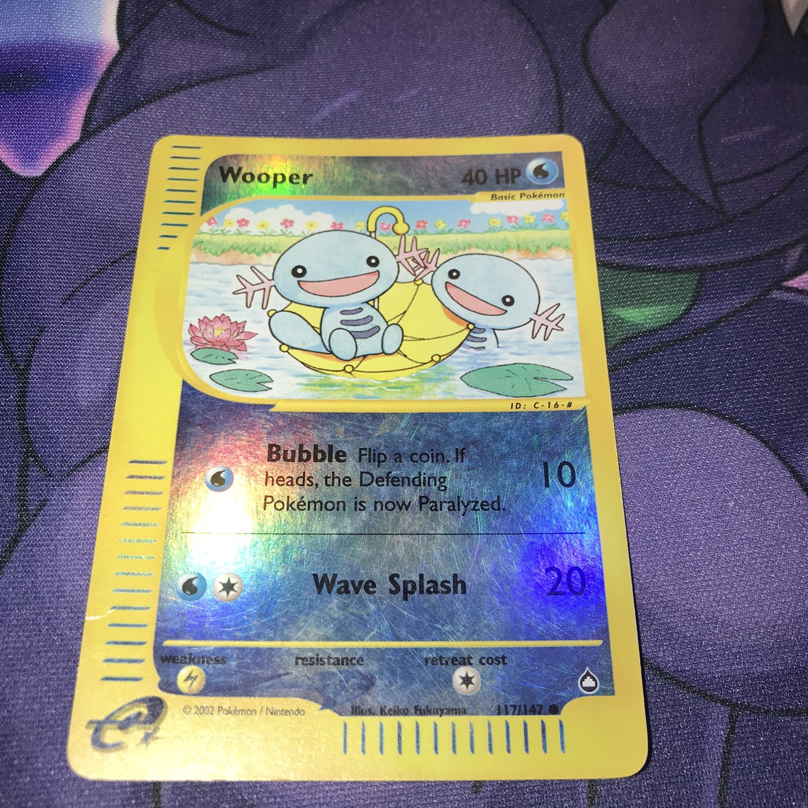 Wooper ~ 117/147 ~ Reverse Holo ~ AQUAPOLIS ~ MODERATE PLAY ~ Pokemon Card
