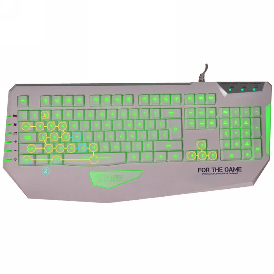 * QisanA Judges 3 Colors LED Illuminated Ergonomic Multimedia Backlight USB Wire - Image 3 of 4