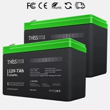 2PACK 12V 7Ah LiFePO4 Deep Cycle Lithium Battery for RV System Marine NEW US