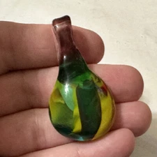 Giorgio Nason Venezia Italy Murano Venetian Green Yellow Red Art Glass Pendant