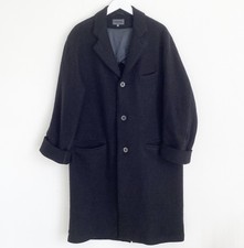 Oska Coat 4 (uk 16-18) Virgin Wool Moessmer Black Pockets Button Through Relaxed