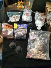 Assorted Lot of Doll Making Parts / Accessories Hair Wooden Beads Hats More