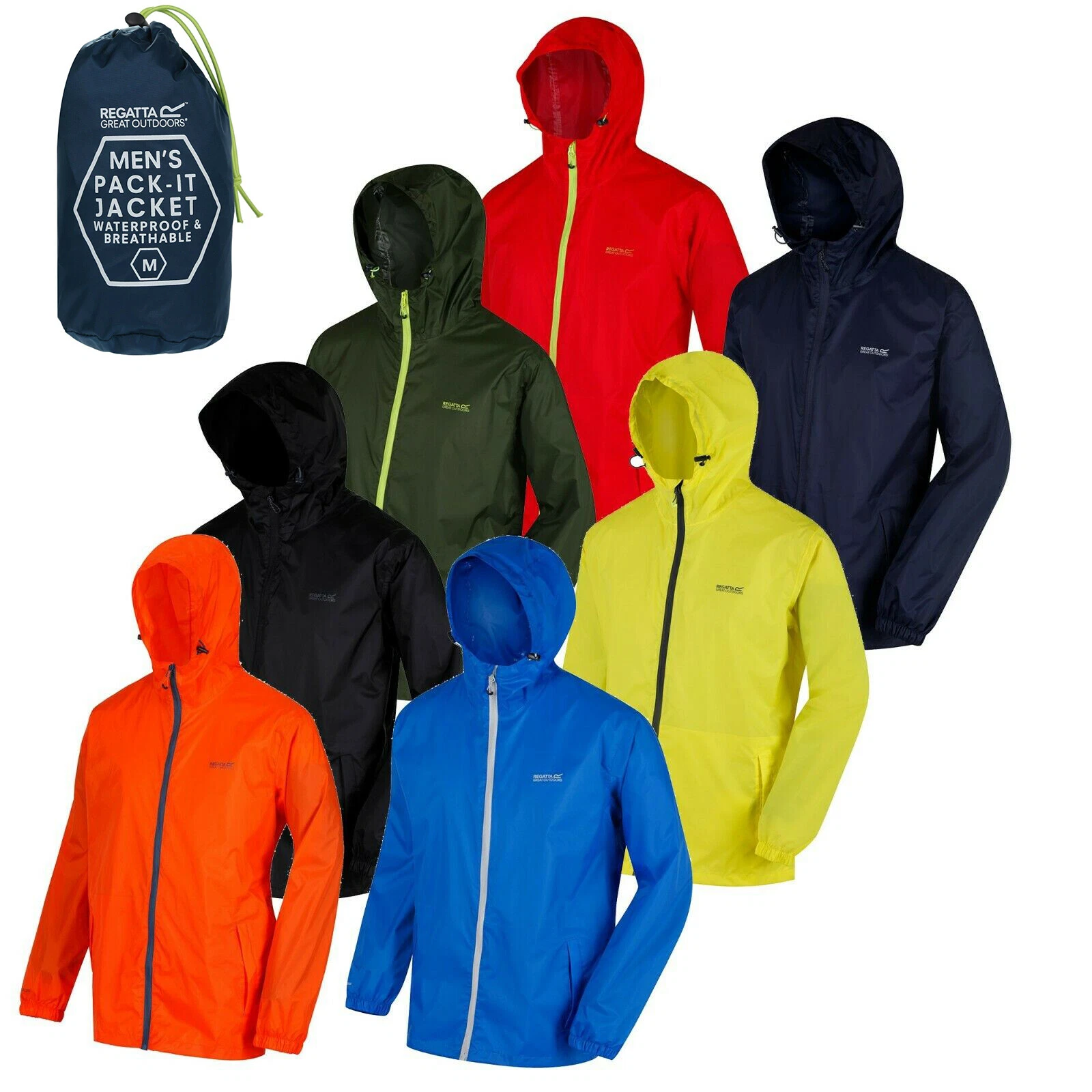 Regatta Mens Waterproof Breathable Rain Jacket Hooded Packable Mac In Bag
Opens in a new window or t