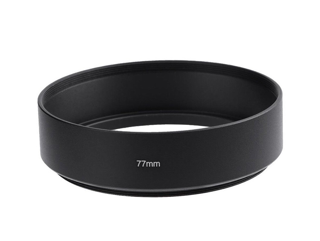 77mm Black Metal 20mm Long Standard Screw in Lens Hood 77mm Thread - UK STOCK