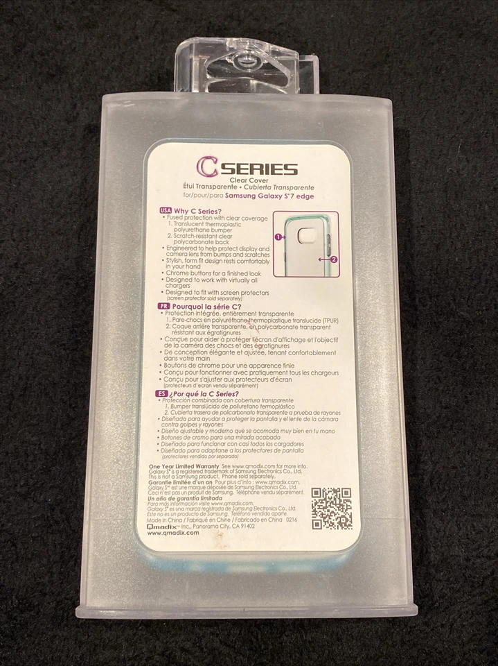 Funda para teléfono Samsung Galaxy S7 edge. Cubierta transparente serie C. Qmadix Foto 2 de 3