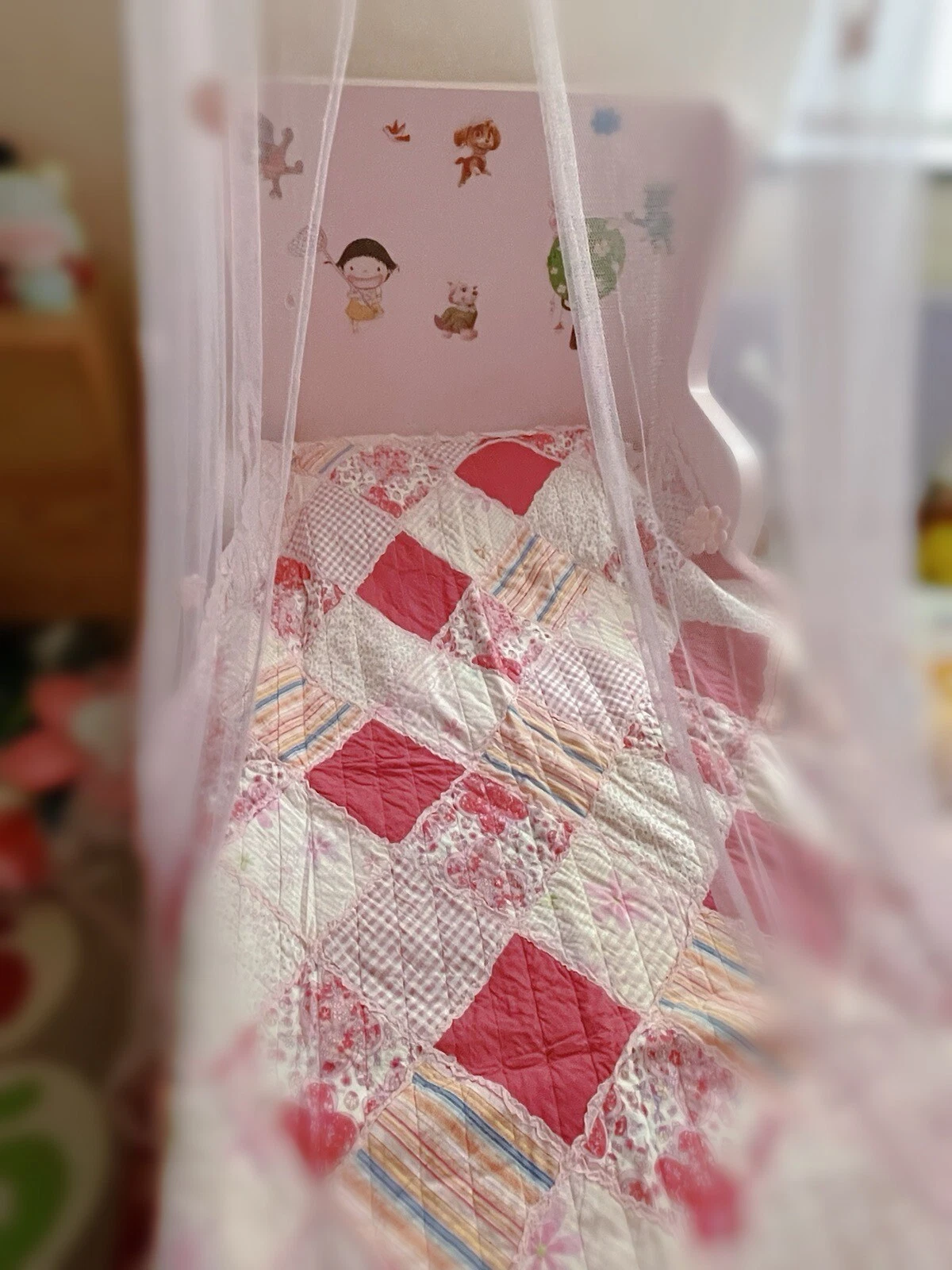Pink Patchwork Quilt Baby codbed/sofa Coverlet/Blanket /throw Laura Ashley