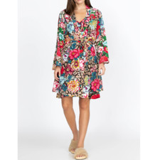 NWT- Johnny Was 'Evelyn' Floral-Print Silk Robe, Multicolor - Size XSmall