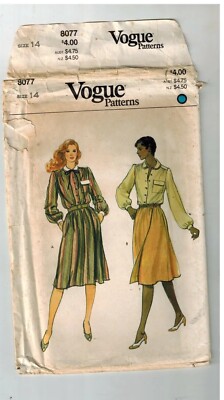 Vogue 8077 Vtg Wrap Skirt Button Front Collared Blouse Shirt Size 14 Uncut