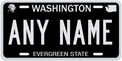 Washington Black Silver Personalized Novelty Car Auto License Plate Any Name