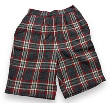 Vintage Keltic Gray Red Plaid Wool Shorts Buckle Back Women s 23 W x 18 L