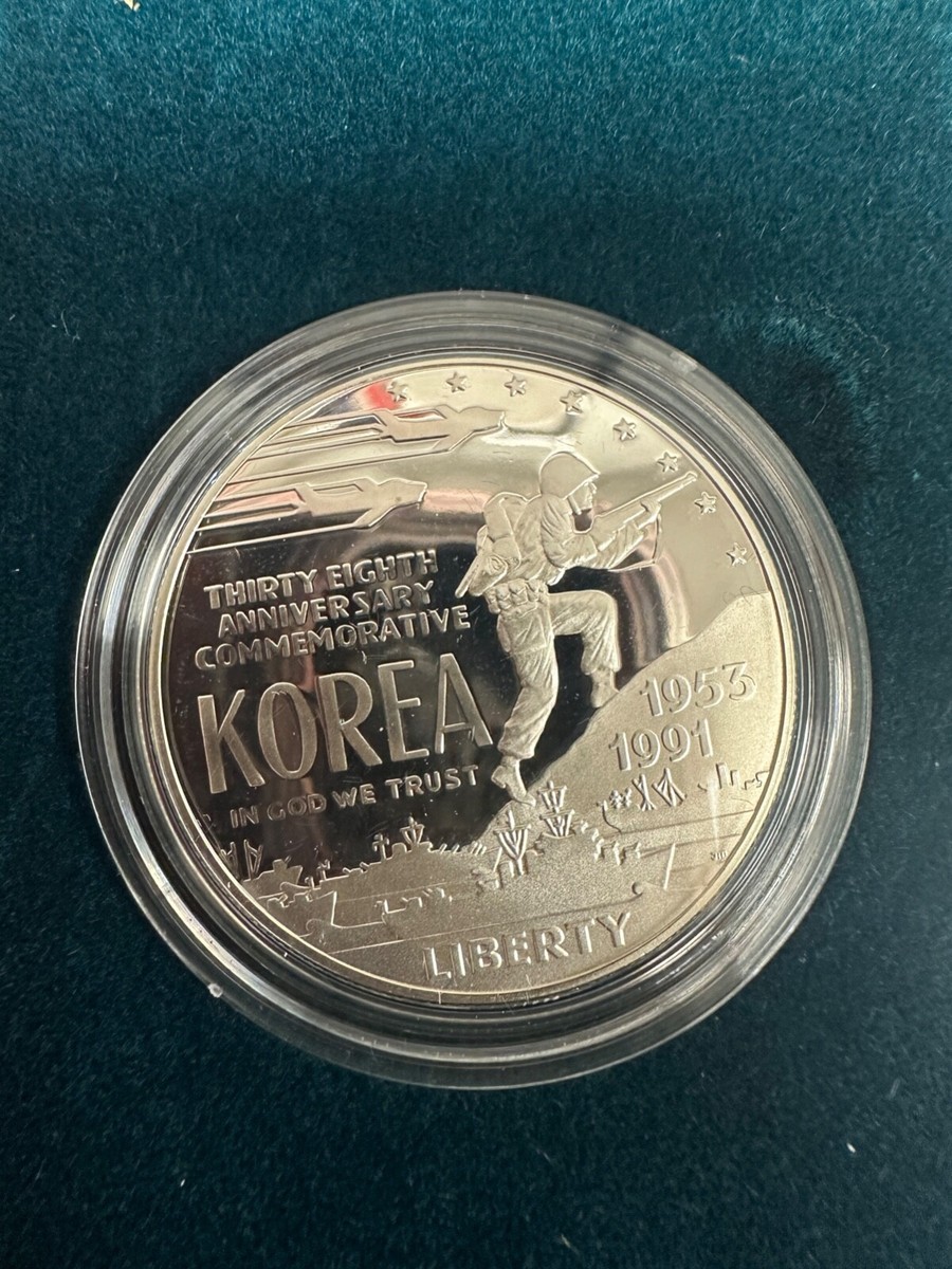 1991 Korean War Memorial Commemorative Silver Dollar Proof Coin w