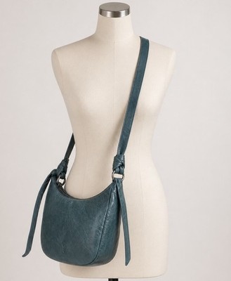 Frye Nora Knotted Crossbody Blue Leather Handbag Silver Hardware NEW Adjustable