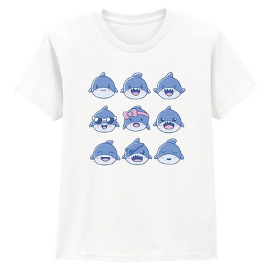 Süßes Hai Gesichter Kinder T-Shirt Meer Tier Grafik Tee