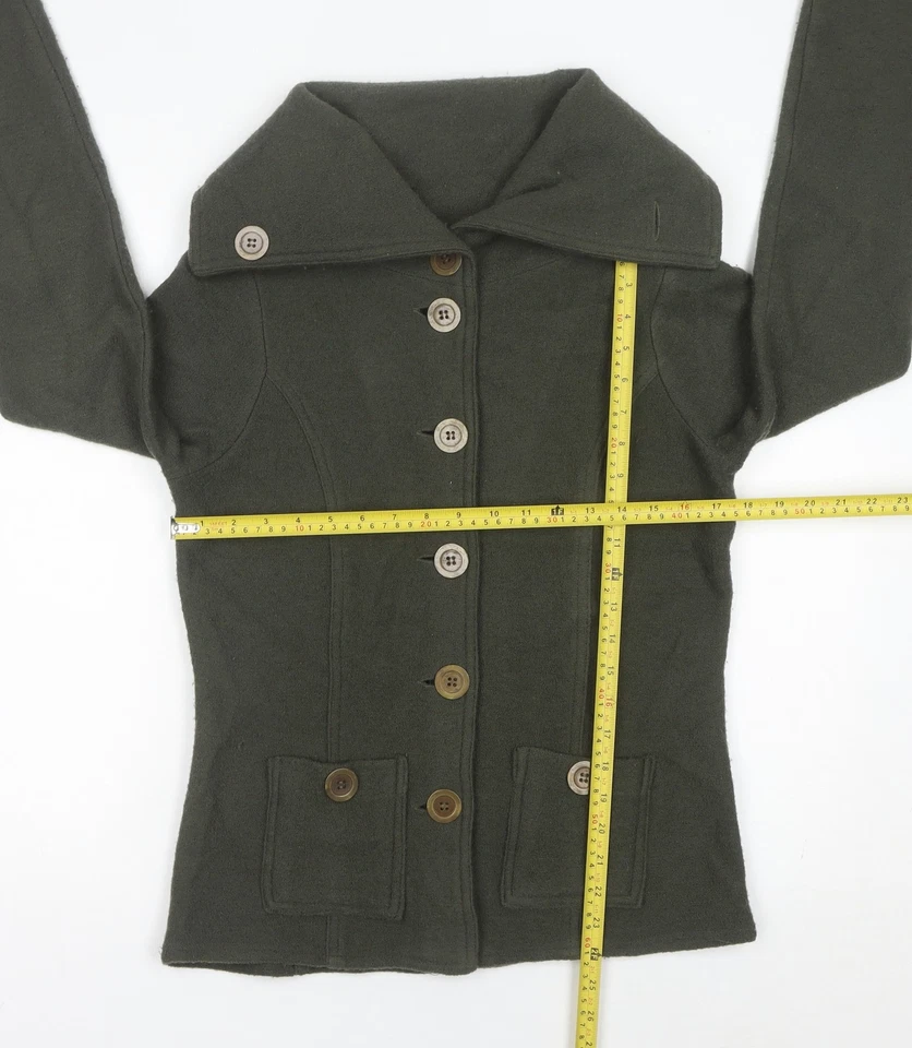 Principles Women Green Wool Cardigan Size 12 Collared Long Sleeve - Image 2 of 4