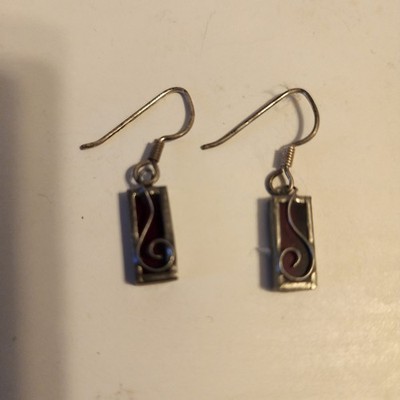 Cranberry Cocktail - Sterling Silver Stained Glass Earrings