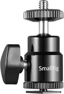 SMALLRIG Mini Stativ-Kopf Kugelkopf, Kugelgelenk mit 1/4 Blitzschuhadapter, 360°