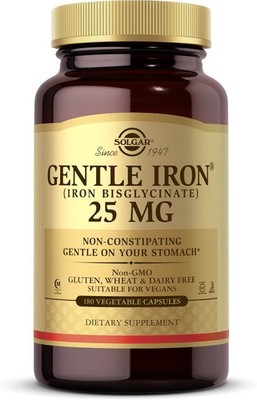 Solgar Gentle Iron 25mg Iron Bisglycinate 180 Count EXP 11/28