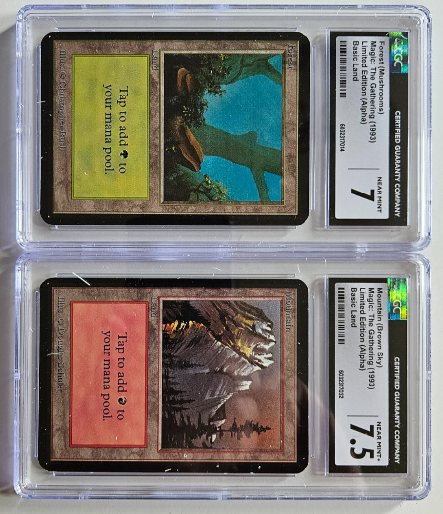MTG Forest and Mountain Alpha 7 and 7.5 1993 Limited Edition CGC Graded