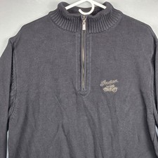 Indian Motorcycle Knit Quarter Zip Sweater Size Large Black