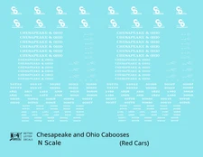 K4 N Scale Decals Chesapeake and Ohio C&O Red Caboose White