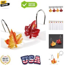 Maple Leaf Shower Curtain Hooks, 12Pcs Thanksgiving Decorative Shower Curtain...