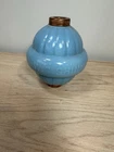 Antique W.C. Shinn Blue Milk Glass Lightning Rod Ball BMG With Caps