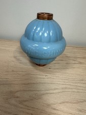 Antique W.C. Shinn Blue Milk Glass Lightning Rod Ball BMG With Caps