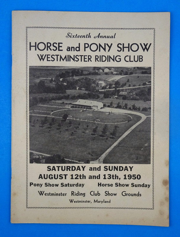 Vintage 1950 Horse & Pony Show Program Westminster Riding Club of Maryland MD