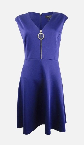 Women DKNY Dress Navy Elastane 38