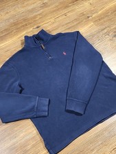Polo Ralph Lauren Mens Navy Blue Ribbed Quarter Zip Pullover Preppy Size M Golf