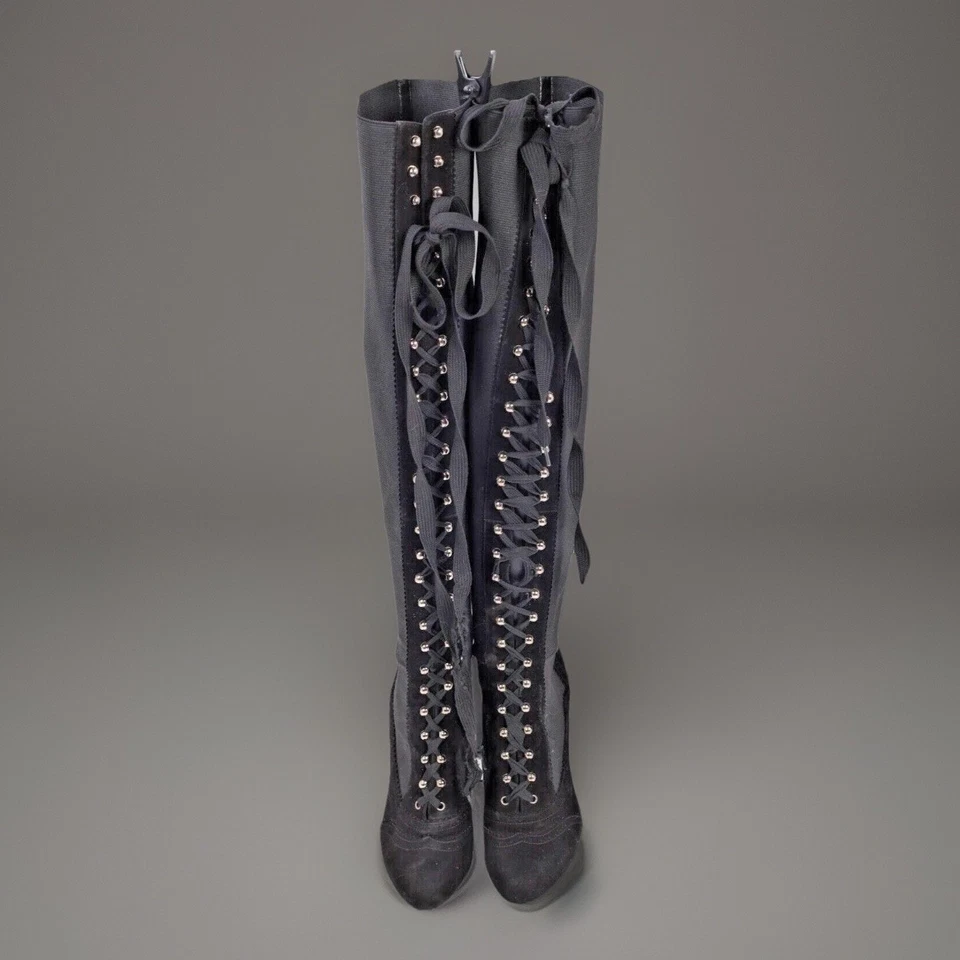 DOLCE & GABBANA Botas de Plataforma con Cordones Elásticos Sobre la Rodilla Talla 38 Foto 4 de 4