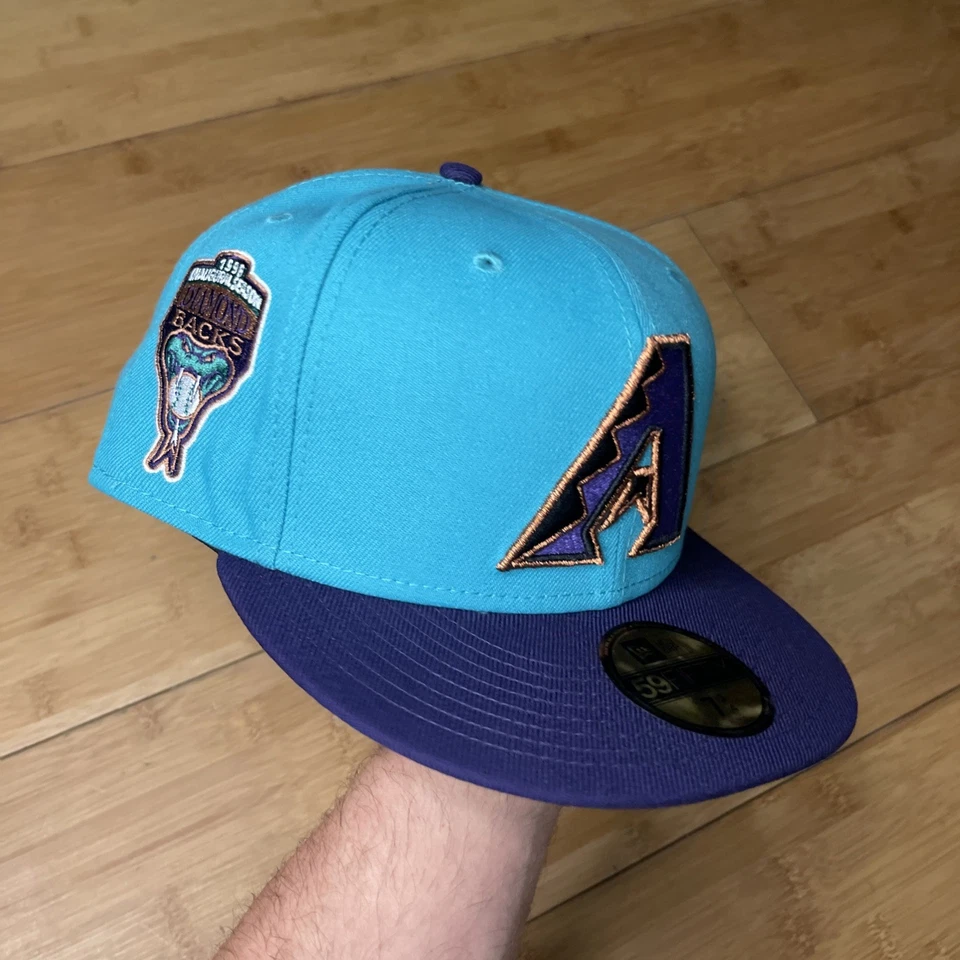 New Era 59FIFTY Arizona Diamondbacks ALT Teal Purple Wool-Brim 1998 7 3/4 Hat - Image 2 of 4