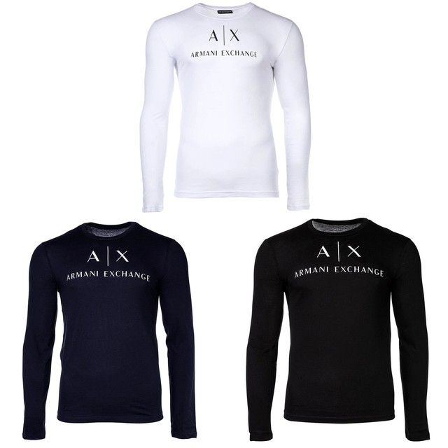 A|X ARMANI EXCHANGE Herren Langarmshirt - Longsleeve, Rundhals, Logo, Cotton ...