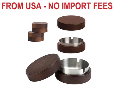 2 Pack Wooden Ash Tray with Lid Outdoor Ashtray for Outside Patio Smokeless Asht