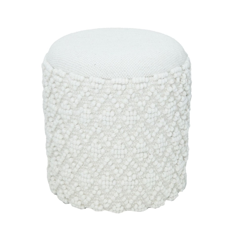 Pouf FineBuy Tabouret rond avec rangement Laine Ø 40 cm Blanc Tabouret