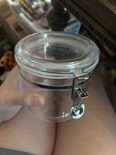 Clear Glass Round Canister Jar w/ Clamp Lid Metal Locking Latch