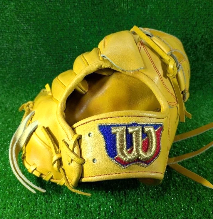 Wilson Baseball Glove Made in Japan Rare Bear Logo Yellow Leather Mitt 12.25 - Image 2 of 4