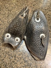 Vintage Western Leather Tapaderos Floral Tooled Cowboy Stirrup Covers PAIR