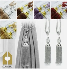 1Pair Luxury Curtain Holdbacks Rope Tie Backs Tassel Tiebacks Beaded Ball Decor