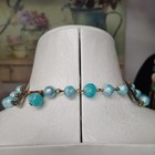 Vintage Aqua Blue Lucite AB Glass Beaded Multistrand Necklace 14"-16" — photo 4