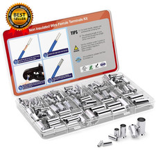 168 Pcs Wire Ferrules Kit 12-1/0 Gauge Tinned Crimp Copper Ferrule Connectors