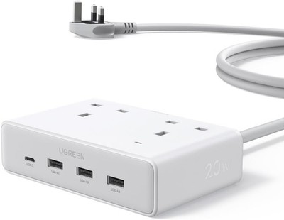 UGREEN Verlängerungskabel mit 4 USB-Slots, 2-fach 2990W max Mehrfachstecker mit 1,5m 